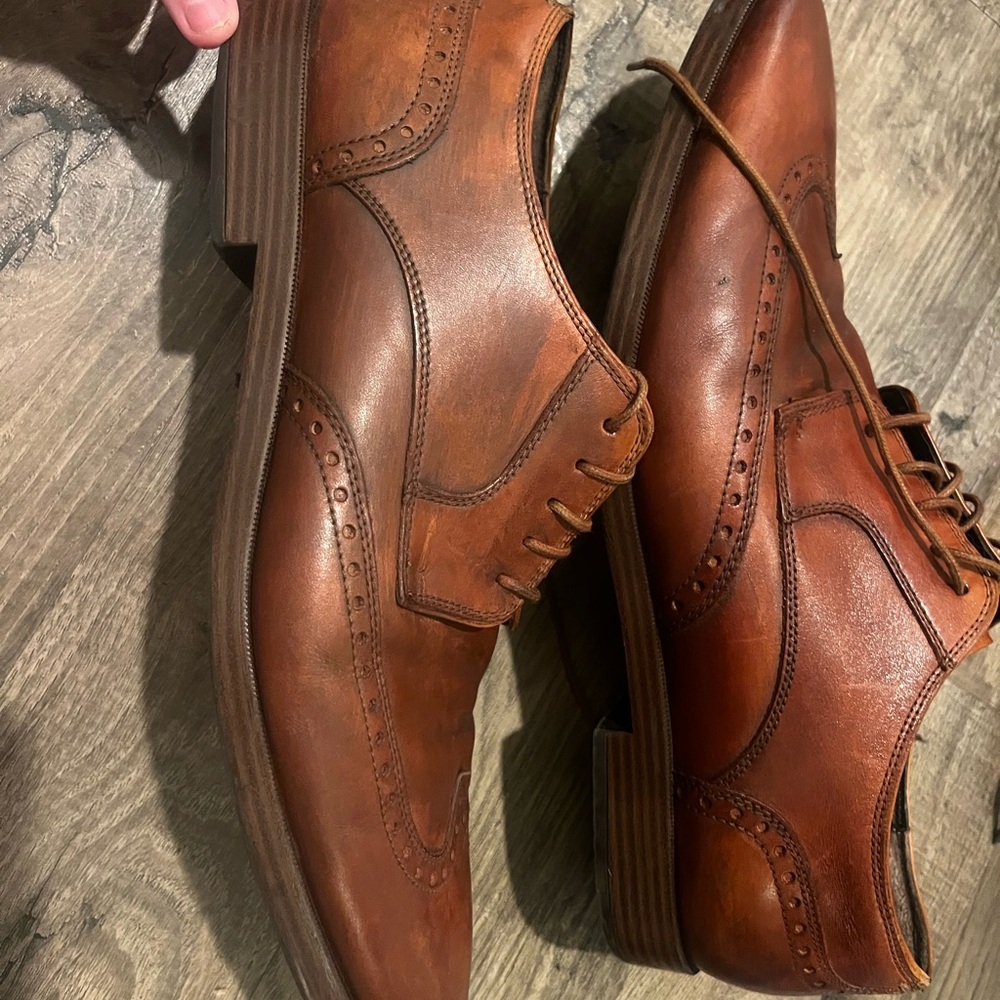 Cole Haan Grand O.S. Oxford Brown Leather Wingtip Brogue Lace Up Shoes 12 - Picture 2 of 8